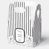 Zwarte en witte bloemen met strepen bedankdoosjes (Geopend)