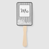 Zwarte en witte bloemen met strepen handwaaier (Voorkant)