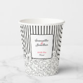 Zwarte en witte bloemen met strepen papieren bekers (Achterkant)