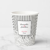 Zwarte en witte bloemen met strepen papieren bekers (Voorkant)