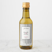 Zwarte en witte bloemen met strepen wijn etiket (Voorkant)