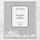 Zwarte en witte bloemen met strepen wijn etiket (Enkel label)