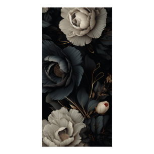 Zwarte en witte bloemen perfect poster