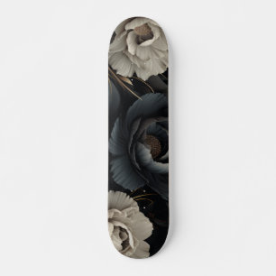 Zwarte en witte bloemen persoonlijk skateboard