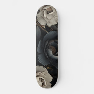 Zwarte en witte bloemen persoonlijk skateboard