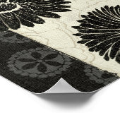 Zwarte en witte bloemen poster (Hoek)