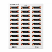 Zwarte en witte bloemen retouradres etiket (Full Sheet)