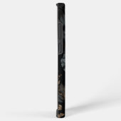 Zwarte en witte bloemen samsung galaxy hoesje (Rechterkant)