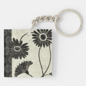 Zwarte en witte bloemen sleutelhanger (Achterkant)