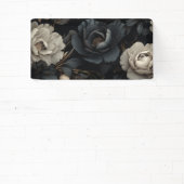 Zwarte en witte bloemen spandoek (Insitu)