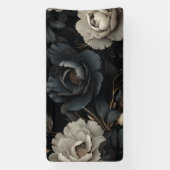 Zwarte en witte bloemen spandoek (Verticaal)