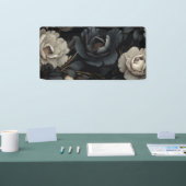 Zwarte en witte bloemen spandoek (Beurs)