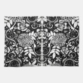 Zwarte en witte bloemen Tea Kitchen Towel Theedoek (Horizontaal)