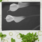 Zwarte en witte bloemen theedoek (Gevouwen)