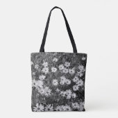Zwarte en witte bloemen tote bag (Achterkant)