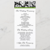 Zwarte en witte bloemen trouwprogramma's programmakaart (Achterkant)