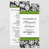 Zwarte en witte bloemen trouwprogramma's programmakaart (Voorkant / Achterkant)