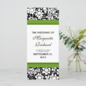 Zwarte en witte bloemen trouwprogramma's programmakaart (Staand voorkant)