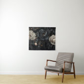 Zwarte en witte bloemen wandkleed (In Situ (horizontaal))