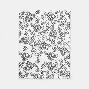 Zwarte en witte bloemen zijn schattig fleece deken