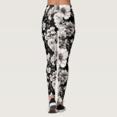 Zwarte en witte bloemige Leggings (Achterkant)