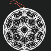 Zwarte en witte bloemige mandala bedankjes labels