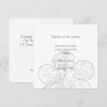 Zwarte en Witte Bloemrijke Lijnkunst Trouwkaart me