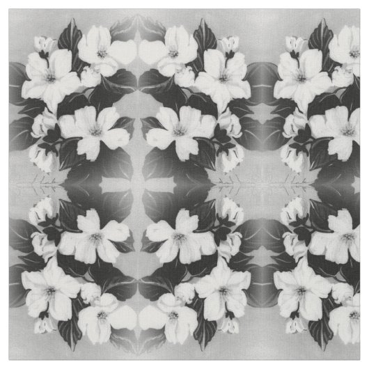 Zwarte en witte bloesems stof (Swatch)