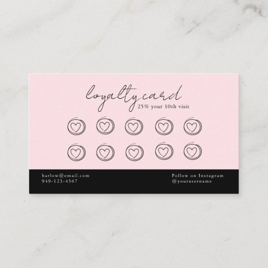 Zwarte en witte Blush roze logo Visitekaartje (Achterkant)