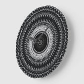 Zwarte en Witte Bohemian Mandala Grote Klok (Hoek)