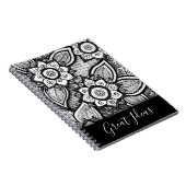 Zwarte en witte Boho Chic Mandala Floral Patronen Notitieboek (Rechterzijde)