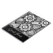 Zwarte en witte Boho Chic Mandala Floral Patronen Notitieboek (Linkerzijde)
