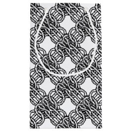 Zwarte en witte boho touw gevlochten design klein cadeauzakje