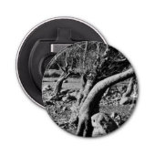 ZWARTE EN WITTE BOMEN BUTTON FLESOPENER (Voorkant)