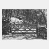 ZWARTE EN WITTE BOMEN EN GATE INPAKPAPIER VEL (Voorkant 2)