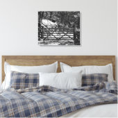 ZWARTE EN WITTE BOMEN EN GATE LANDSCHAP CANVAS AFDRUK (Insitu (Slaapkamer))