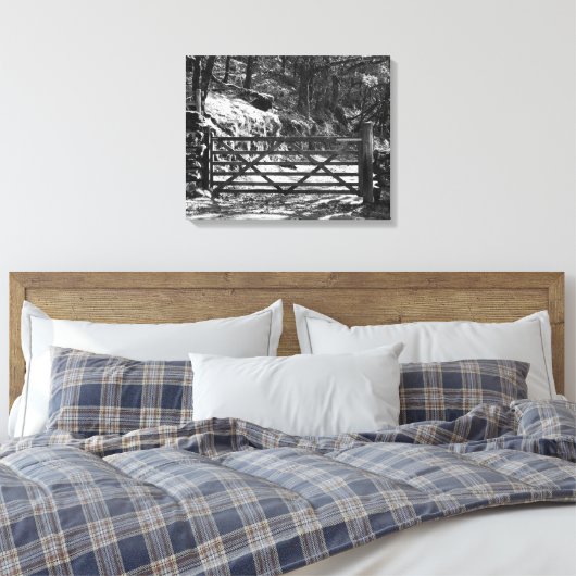 ZWARTE EN WITTE BOMEN EN GATE LANDSCHAP CANVAS AFDRUK (Insitu (Slaapkamer))