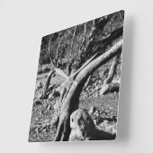 ZWARTE EN WITTE BOMEN VIERKANTE KLOK (Hoek)