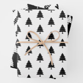 Zwarte en witte bomen Vroege kerstvakantie Inpakpapier Vel (In situ)