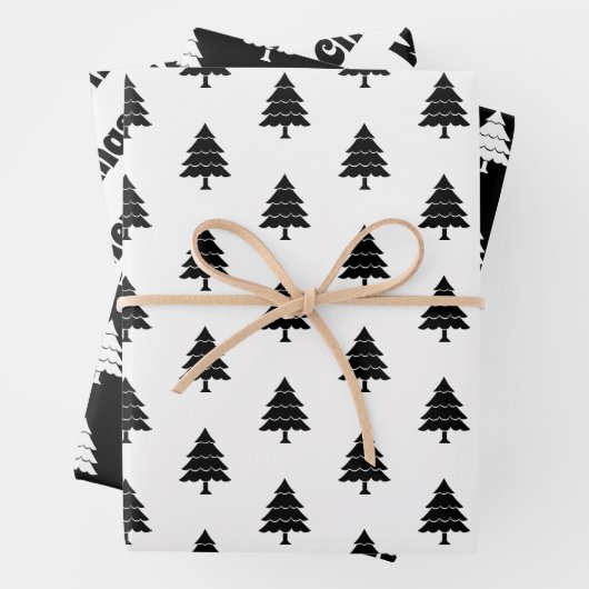 Zwarte en witte bomen Vroege kerstvakantie Inpakpapier Vel (In situ)