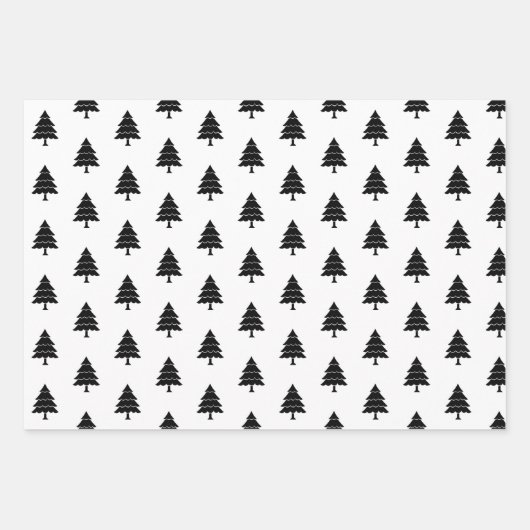 Zwarte en witte bomen Vroege kerstvakantie Inpakpapier Vel (Voorkant)