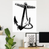  zwarte en witte boog Anchor en Rope Poster (Thuiskantoor)