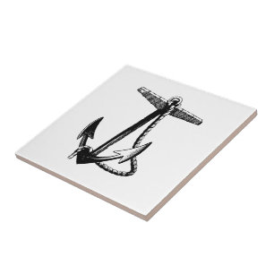 zwarte en witte boog Anchor en Rope Tegeltje