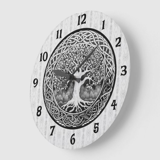 Zwarte en witte boom met een grote klok in het lev (Hoek)