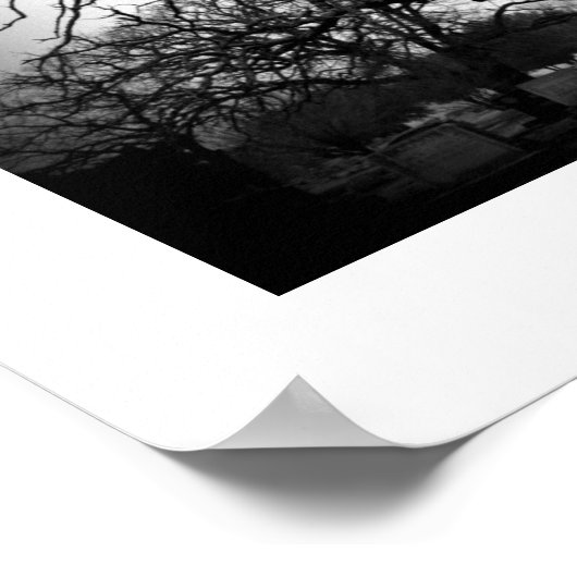 zwarte en witte boom op het kerkhof poster (Hoek)