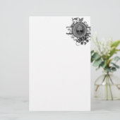 Zwarte en witte boom van het leven met Bloemen Briefpapier (Staand voorkant)