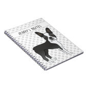 Zwarte en Witte Boston Terrier Cartoon Dog & Text Notitieboek (Rechterzijde)