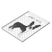 Zwarte en Witte Boston Terrier Cartoon Dog & Text Notitieboek (Linkerzijde)