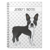 Zwarte en Witte Boston Terrier Cartoon Dog & Text Notitieboek (Voorkant)