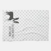 Zwarte en Witte Boston Terrier Cartoon Dog & Text Theedoek (Horizontaal)